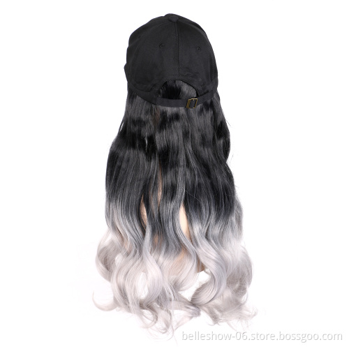 Wholesale Fashion Low Price Black Long Wavy curly braid Baseball hat  Curly Hair Wig